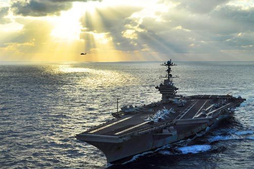 資料圖：美海軍“喬治·華盛頓”號(hào)航母在太平洋執(zhí)勤。