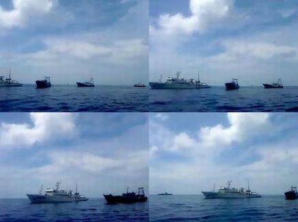 有關(guān)中國印尼艦艇對(duì)峙的視頻截圖