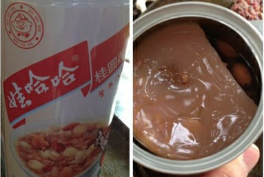 娃哈哈桂圓蓮子營養八寶粥在打開后出現果凍狀。