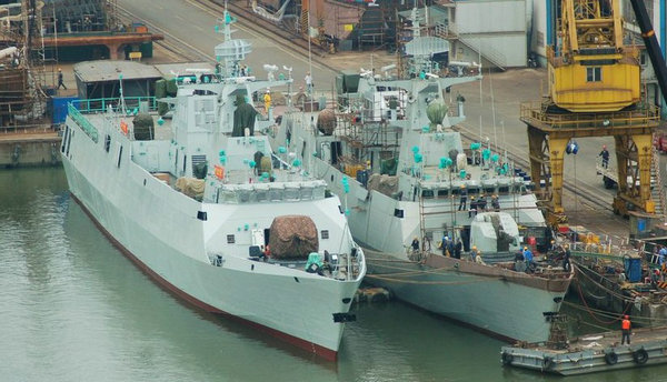 資料圖：中國已下水的兩艘056護衛艦。