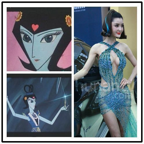 李穎芝發型似“葫蘆娃蛇妖”現身車展 豪胸超越人體極限